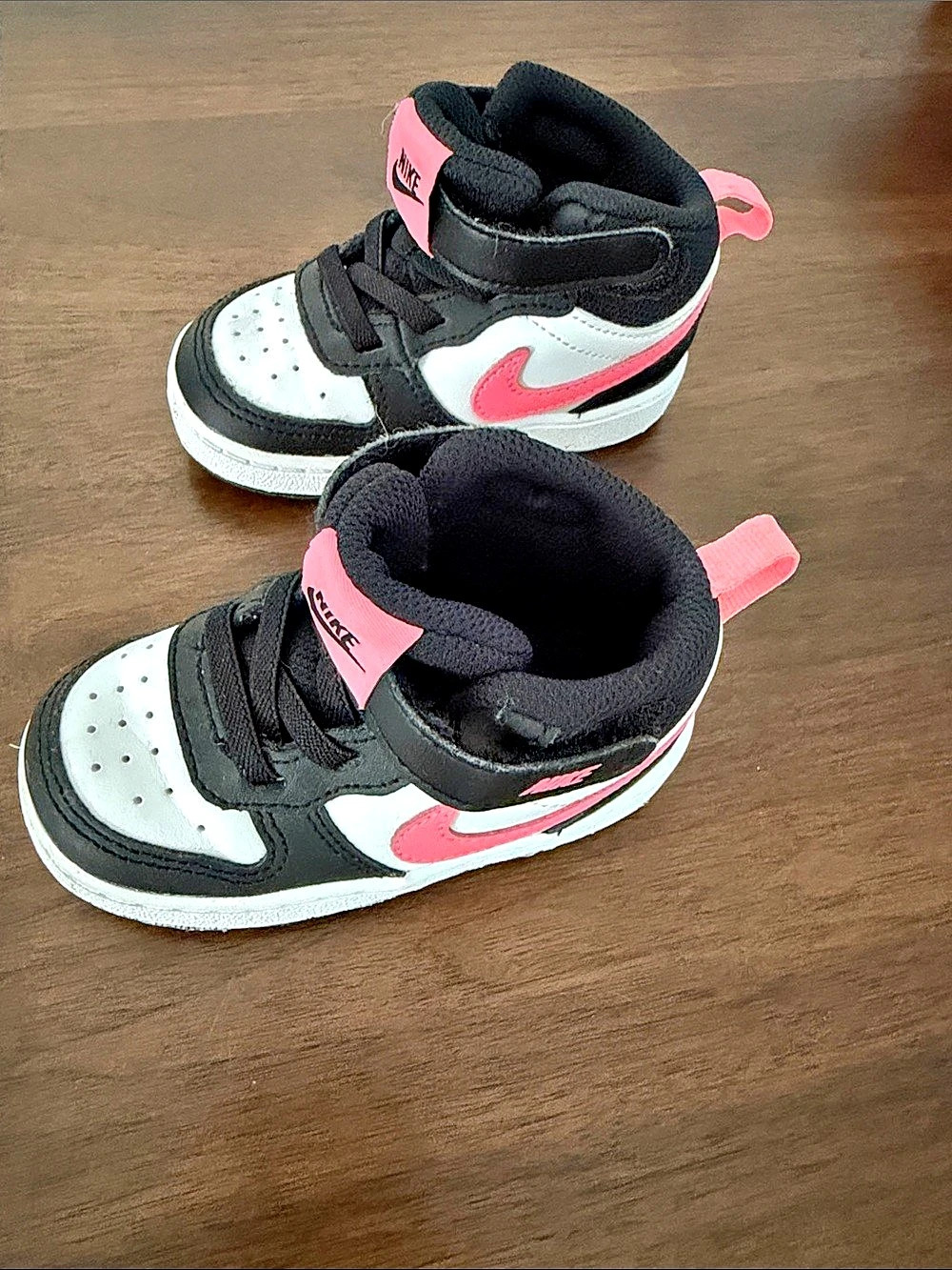 Nike Court Borough Mid 2 Toddler Girls Black & Pink Sneakers, Size 6C